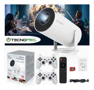 Proyector Mini Tecnopro Proyector 2.4G Wireless Game Projector 4k blanco ORGINAL