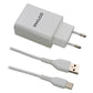 CARGADOR DE PARED 2.1 A DOBLE USB C/CABLE IPHONE R1090 BLANCO