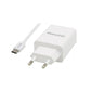 CARGADOR DE PARED 2.1 A DOBLE USB C/CABLE IPHONE R1090 BLANCO