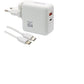 CARGADOR DE PARED 2.1 A DOBLE USB C/CABLE IPHONE R1090 BLANCO
