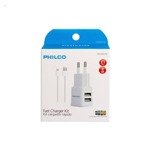 CARG. DE PARED 2.1 A DOBLE USB C/CABLE MICRO R2100 BLANCO