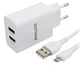 CARG. DE PARED 2.1 A DOBLE USB C/CABLE MICRO R2100 BLANCO