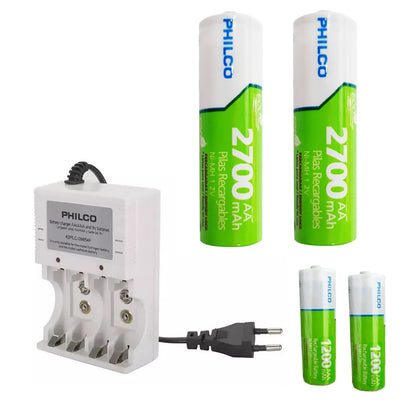 CARGADOR C/2 PILAS AA 2700 MAH + 2 AAA 1200 MAH PRE-CARGADAS