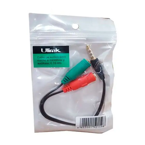 Cable de audio 3.5mm macho a micrófono y audio 0.15mts ULINK