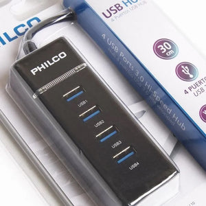 HUB Philco USB 3.0 de 4 Puertos Indicador de Luz