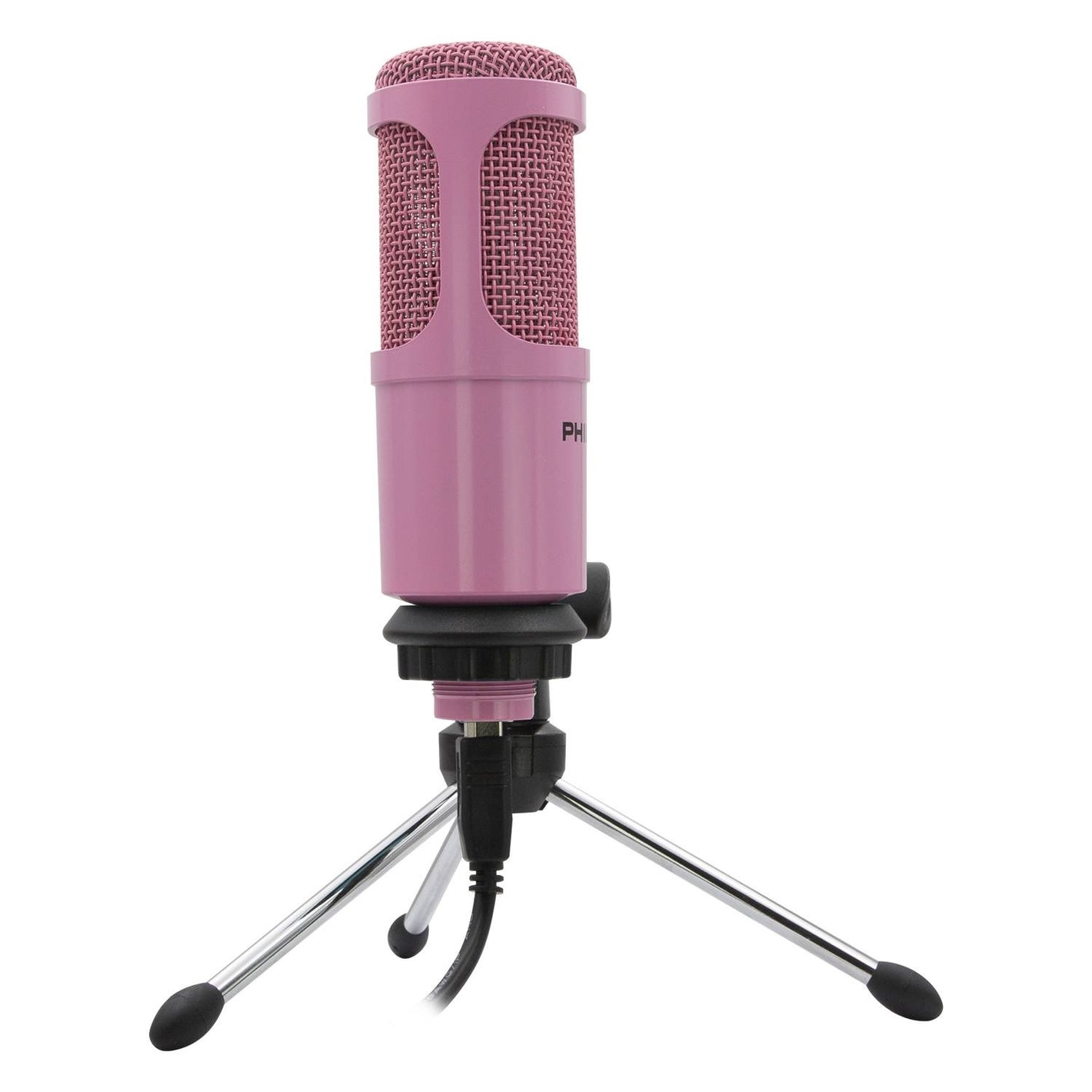 MICRÓFONO DE ESTUDIO CON TRIPODE ROSADO