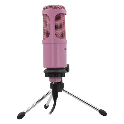 MICRÓFONO DE ESTUDIO CON TRIPODE ROSADO